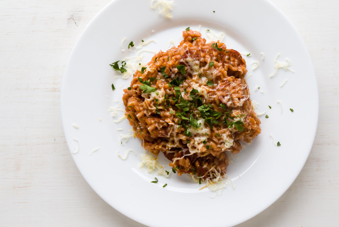 Pork sausage, leek & fennel risotto