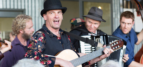 Guests enjoying wine and food at Pizzini long lunch