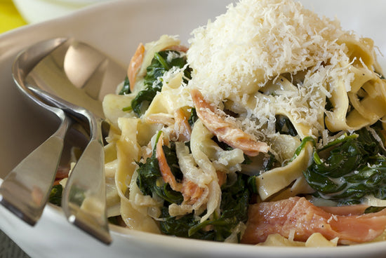 Smoked Trout Tagliatelle with fennel & spinach
